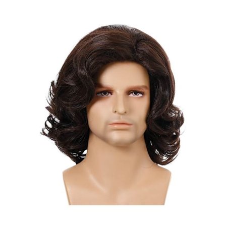 Män Peruk Kort Lockigt Sned Bang Hår Rose Net Cosplay Kostym Fest för Man - Som Bild