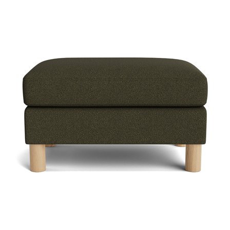 Haven puf - Loop Grøn - 75x50x44cm - Komfortabel Fodskammel / Ekstra Sæde - Grøn Puf med Eg Ben og Spånplade Ramme - Perfekt til Stuen