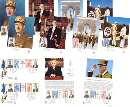 Frankrig 1971 - General de Gaulle - 8 maximumkort, 2 FDK og 2 mindeark