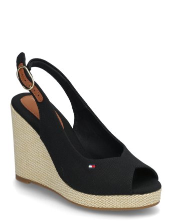 Tommy Hilfiger Flag High Wedge Espad Slingback - Black - 40