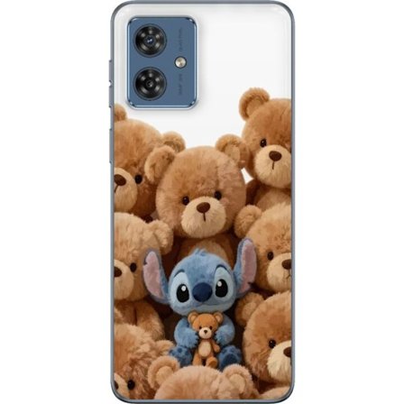 Kompatibel Mobilcover til Motorola Motorola Moto G54 Sød og sikker illustration med Stitch omgivet af bamser, der skaber en varm og legende følelse