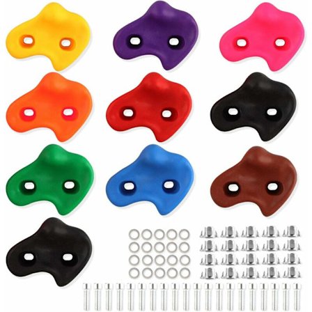 Klatregrep for barn, 10 stk. klatregrep for barn med monteringsutstyr, klatrehåndtak for klatrevegg (tilfeldig farge)