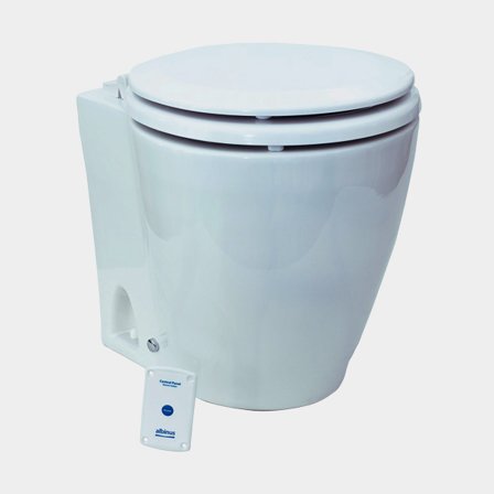 Inodoro eléctrico para barco Albin Design Standard, 12 V, taza pequeña, para llenado con agua de mar + bomba