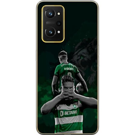 Kompatibelt Mobildeksel til Realme GT Neo 3T Neonmotiv med teksten "Gaming is in my DNA" på en blå og rød murvegg med en lysende DNA-spiral.