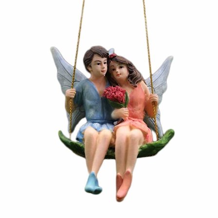 1 stk. Par Figur Blom Fe Swing Ornament Miniatyr Fe Hage Par Figurer Kit Fe Hage Tilbehør Dekor 1 Par Blom