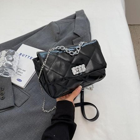 Enkel axel underarmsväska Liten fyrkantig väska SVART