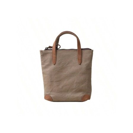 Mini Canvas Tote-väska för kvinnor med axelrem i läder med dragkedja