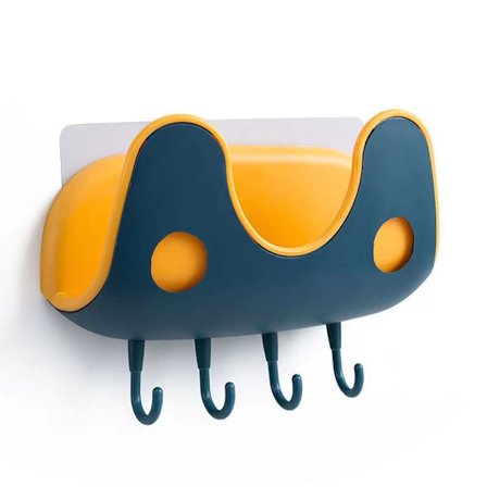 Blå og gul holder lokkpose veggmontert lokkholder selvklebende