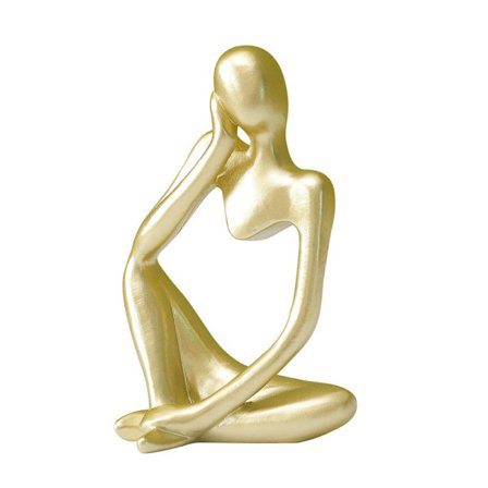 Moderne Abstrakt Figur Skulptur – Gull Resin Statue med Minimalistisk Kunstdesign – Moderne Ornamenter for Stue, Modellrom eller Skrivebordsdekor