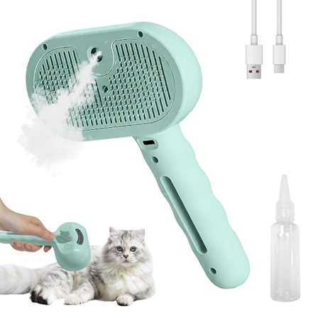 Dampbørste til Kat & Hund – Kæledyrsplejebørste med Damp & Selvrengøringsfunktion_TF_TF