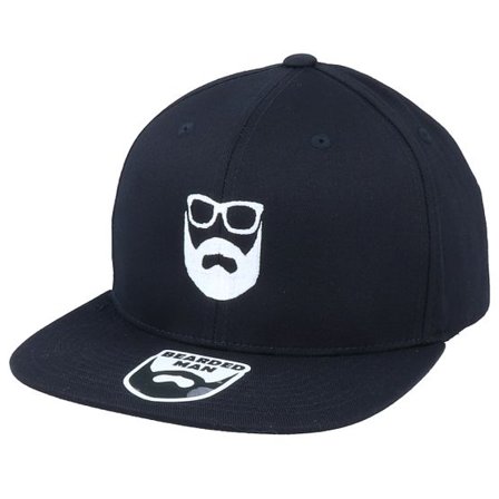 Bearded Man - Svart fitted Keps - Logo Black Fitted @ Hatstore