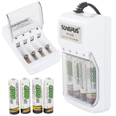 4x Batterilader - AA/AAA Batterier