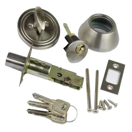 Metal Jern Enkelt Cylinder Dødlås Rundt Fladt Hoved Lås Enkeltsidet