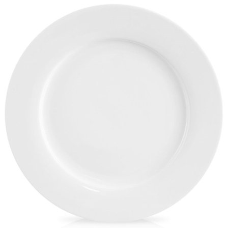 Hvid porcelæns tallerken: Tåler opvaskemaskine og mikroovn