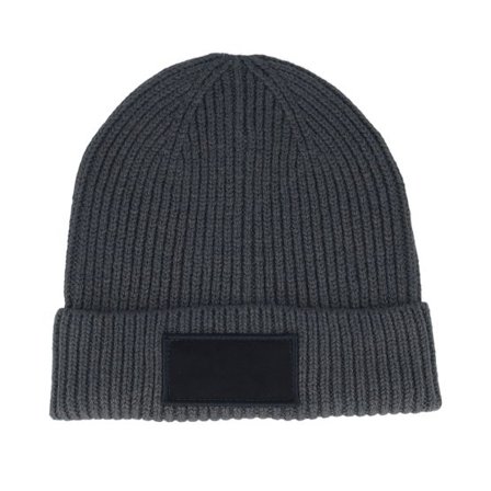 Beechfield - Grå cuff Beanie - Graphite Grey/Black Fashion Patch Cuff @ Hatstore