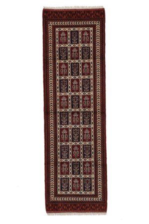 Turkaman Rug 90X285 Runner Black/Brown Wool, Persia