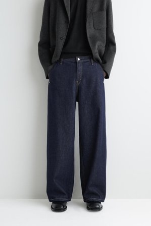COS Men's Pantaloni In Denim A Gamba Larga in Blu