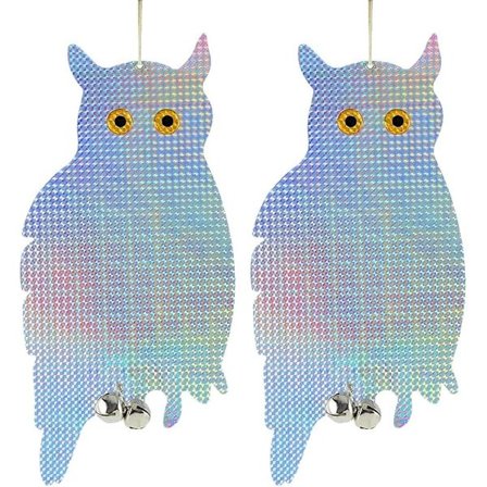 2 pak fugleskræmmere - Reflekterende hængende ugle - Skadedyrsbekæmpelse kontrol spætteafskrækkende middel - Skræmme og skræmme duer, måger, skadedyr,