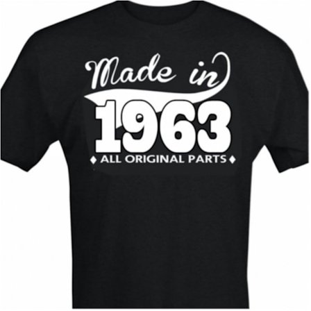 Svart T-shirt med design - Made in 1963 - All original parts