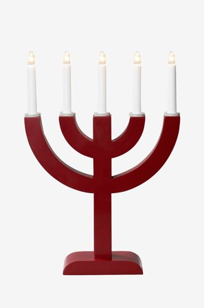 Konstsmide - El-lysestage 5 lys træ 41,7 cm - Rød - Adventslysestager - Fra Homeroom