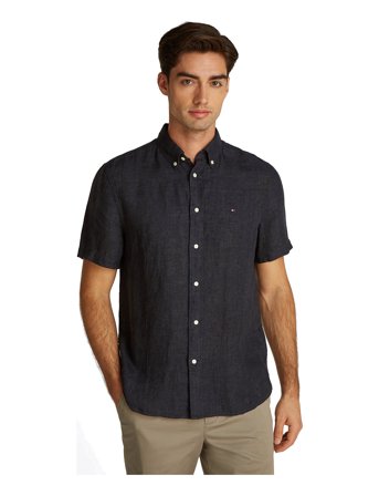 Tommy Hilfiger Pigment Dyed Linen Rf Shirt S/S - Black - S