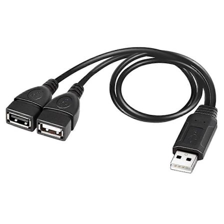 USB-splitterkabel, USB 2.0 A hann til dobbel USB hun Y-splitter ladekabel