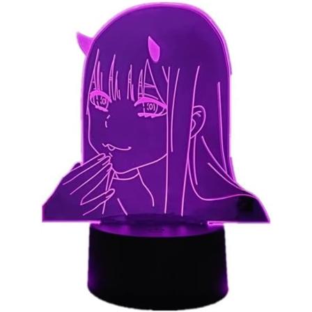 WJ Anime Led Yövalo Zero Two Hahmo 7/16 Väriä Kaukosäätimellä Kosketuskytkin Darling In The Franxx Anime 3D Lamppu Lapsille Tytöille Makuuhuoneen 