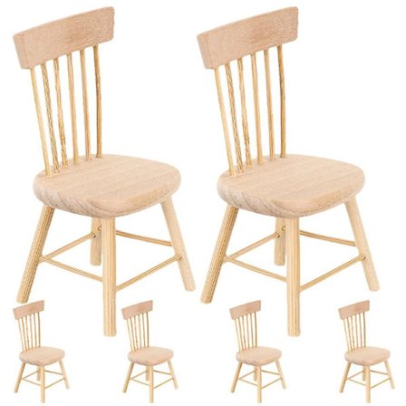 6 stk Miniatyrstoler Dukkehusmøbler Tre Stol Ornamenter Minihusdekorasjoner for DIY