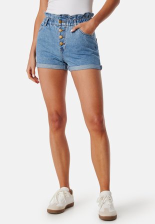 ONLY Onlcuba Paperbag Shorts Medium Blue Denim Klær