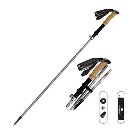 Hopfällbar promenadkäpp i kork Silver