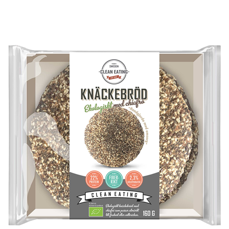 Clean Eating Økologisk Chia Knekkebrød, 160 g