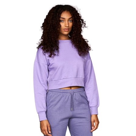 Juice Dam/Damer Catalina Crew Neck Crop Sweatshirt M Lila