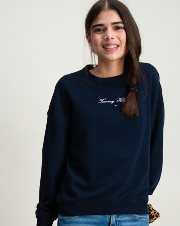 Tommy Hilfiger TOMMY SCRIPT CN Bleu Pulls Fille - Kids Brand Store