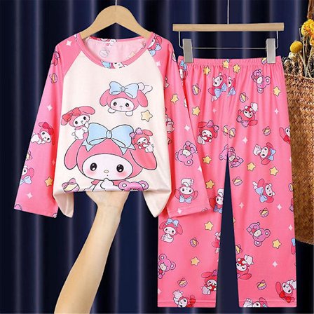 4-12 År Piger Sanrio Trykt Pyjamas Sæt Langærmet Toppe Bukser Sove Tøj Nattøj Loungewear Gaver Melody Melody
