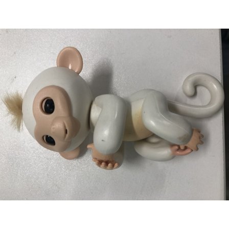 Hvid abe legetøj der reagerer på lyd, bevægelse og berøring hvid