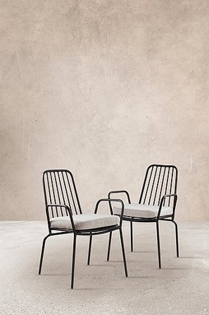 Jotex - Karmstol 2-pack Aluminium Svart/ljusgrå dyna IMPERIA - Köp Utestolar & utepallar hos Jotex