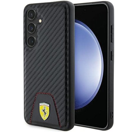 Ferrari Carbon Stitched Bottom-etui for Samsung Galaxy S24 - svart