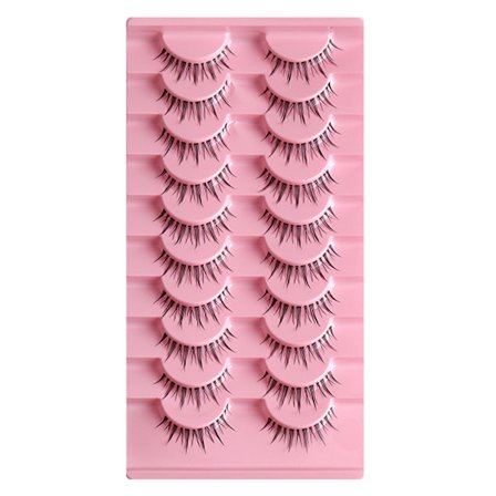 Clear-and lösögonfransar Cat-Eyes Wispy Natural Faux Mink Fransar Lätt volym Korta falska ögonfransar Manga Fransar