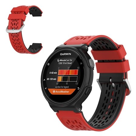 24mm dual-layer silicone watch band for Garmin Forerunner device - Red / Black