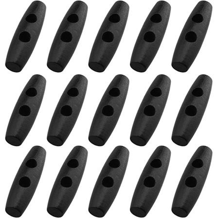 100 stk. 30mm sorte træknapper med 2 huller, olivenformet til dunjakker