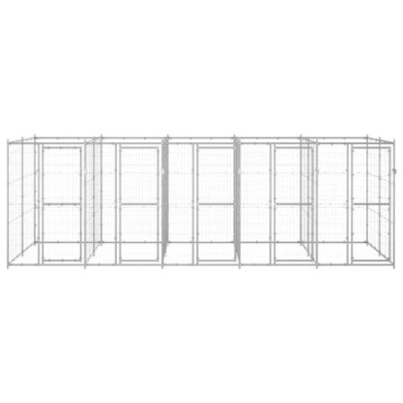 Vidaxl Hundgård För Utomhusbruk Galvaniserat Stål 12,1 M² Silver