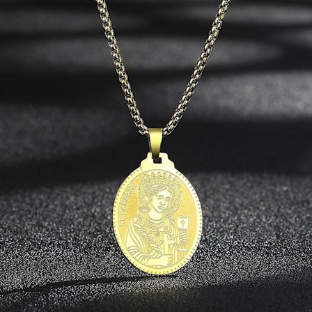 Helgen St. Georg anhengs halskjede for menn og kvinner, kriger St. Georg og dragen totem medaljong sjarm halskjede amulett smykker - WELLNGS