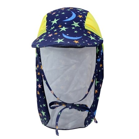 Hatt med nakkebeskyttelse for svømming for jenter, beskyttende hatt med nakkelapp