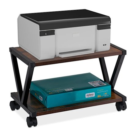 Skrivarställ med hjul, två hyllor, mobilt