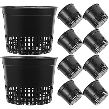 10 STK. Hydroponisk Plast Dyrkningskopper Jordløs Kulturkurv Plast Plantekurve Vandgræs Plantepotte til Butik Hjem Balkon (Sort)
