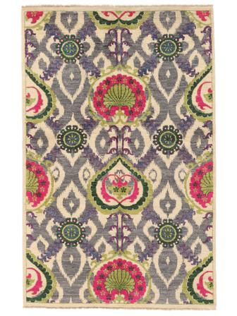 140X216 Abstract Small Classic Afghan Fine Rug Wool, Carpetvista