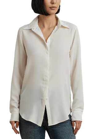 Lauren Ralph Classic Fit Crepe Shirt Skjortor Dam Vit S