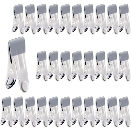 30 st. Halksäkra Klädnypor i Rostfritt Stål, Stark Utomhus & Inomhus