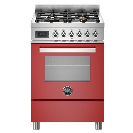 Bertazzoni PRO64L1EROT Professional gaskomfur med ovn, 60 cm, rød - Rød, ral 3001 pantone 200 c, blank | KitchenOne