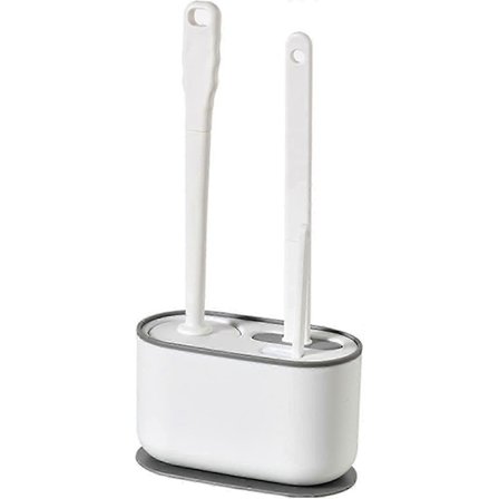 Toalettbørste, fleksibelt toalettbørstesett i silikon for bad, vegg- og gulvmontert toalettbørste, hvit